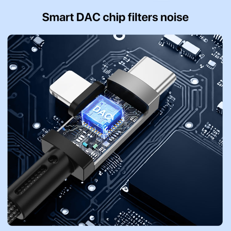 2 in 1 USB-C / Type-C, 8 Pin to 3.5mm Audio Adapter Cable, Length:15.6cm(Grey) by bashfashion