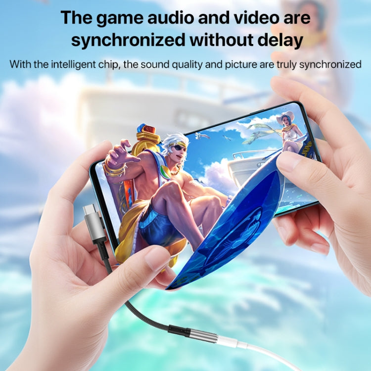 2 in 1 USB-C / Type-C, 8 Pin to 3.5mm Audio Adapter Cable, Length:15.6cm(Grey) by bashfashion