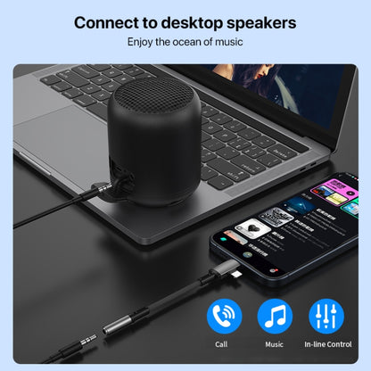 2 in 1 USB-C / Type-C, 8 Pin to 3.5mm Audio Adapter Cable, Length:15.6cm(Grey) by bashfashion