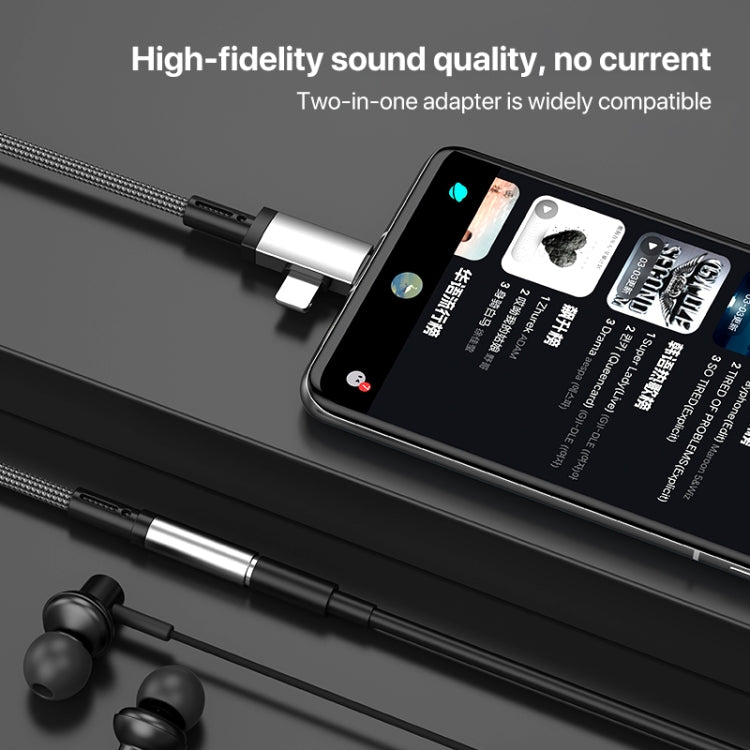 2 in 1 USB-C / Type-C, 8 Pin to 3.5mm Audio Adapter Cable, Length:15.6cm(Grey) by bashfashion