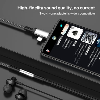 2 in 1 USB-C / Type-C, 8 Pin to 3.5mm Audio Adapter Cable, Length:15.6cm(Grey) by bashfashion