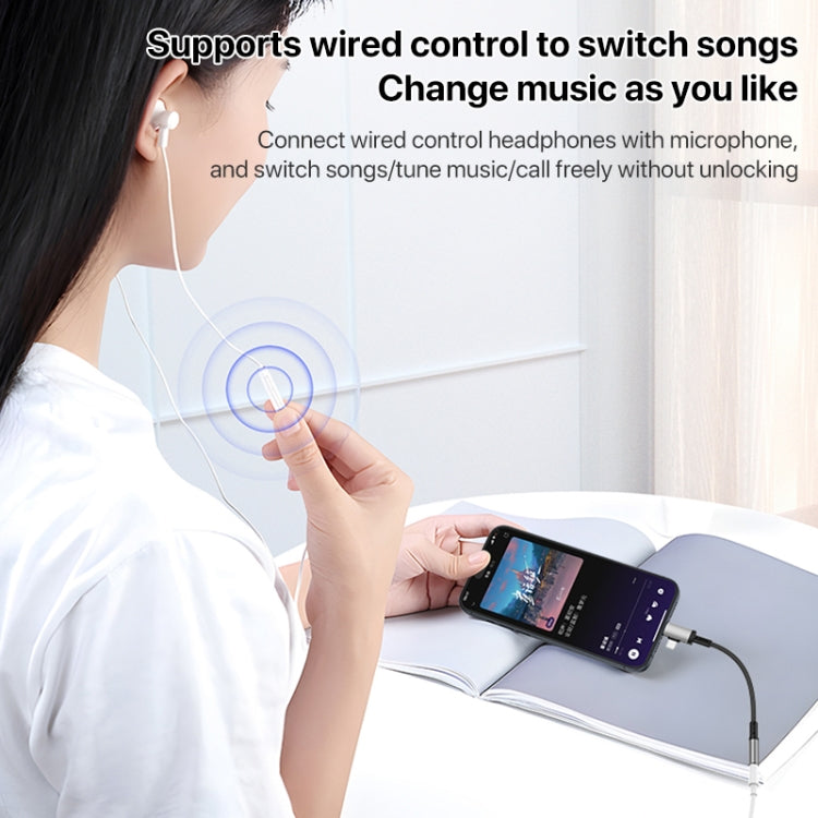 2 in 1 USB-C / Type-C, 8 Pin to 3.5mm Audio Adapter Cable, Length:15.6cm(Grey) by bashfashion