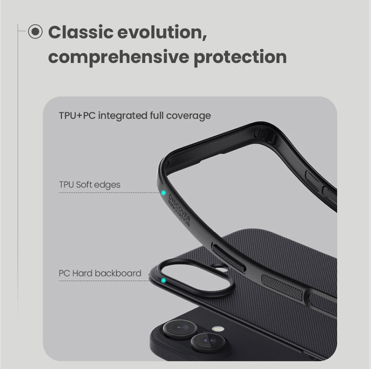 For iPhone 16 NILLKIN Frosted Shield Pro PC + TPU Phone Case(Black) by NILLKIN