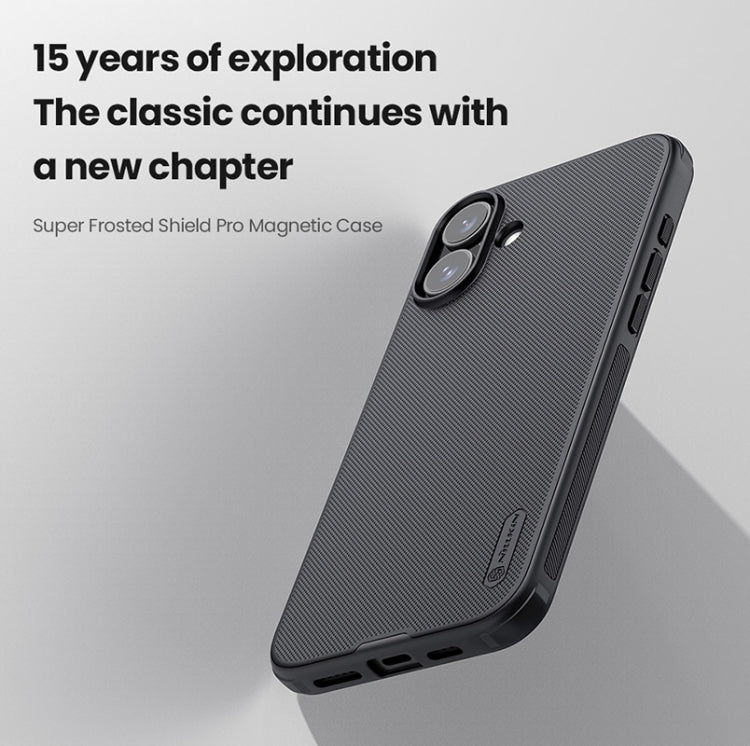 For iPhone 16 NILLKIN Frosted Shield Pro Magnetic Magsafe Phone Case(Black) by NILLKIN