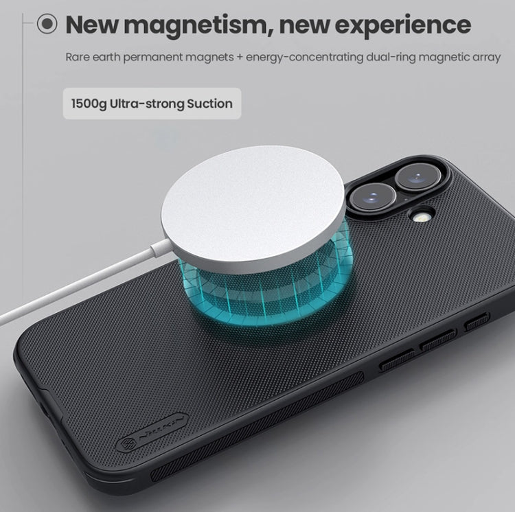 For iPhone 16 NILLKIN Frosted Shield Pro Magnetic Magsafe Phone Case(Black) by NILLKIN