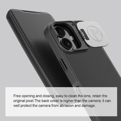 For iPhone 16 NILLKIN Qin Prop Series Flip Camera Cover Design Leather Phone Case(Brown) by NILLKIN