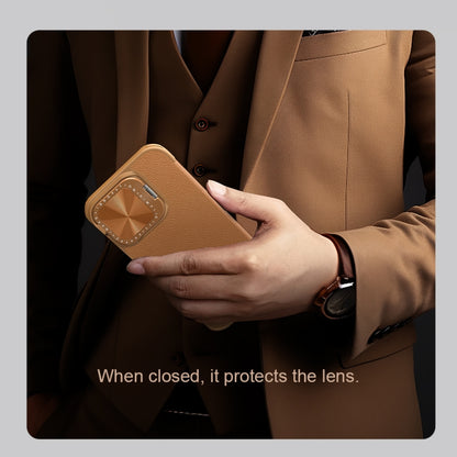 For iPhone 16 NILLKIN Qin Prop Series Flip Camera Cover Design Leather Phone Case(Brown) by NILLKIN