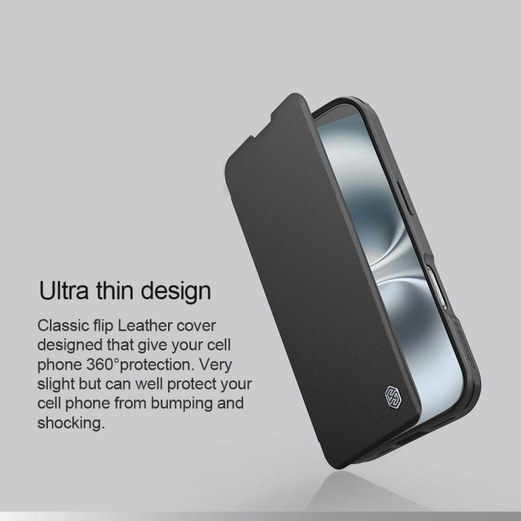 For iPhone 16 NILLKIN Qin Prop Series Flip Camera Cover Design Leather Phone Case(Brown) by NILLKIN