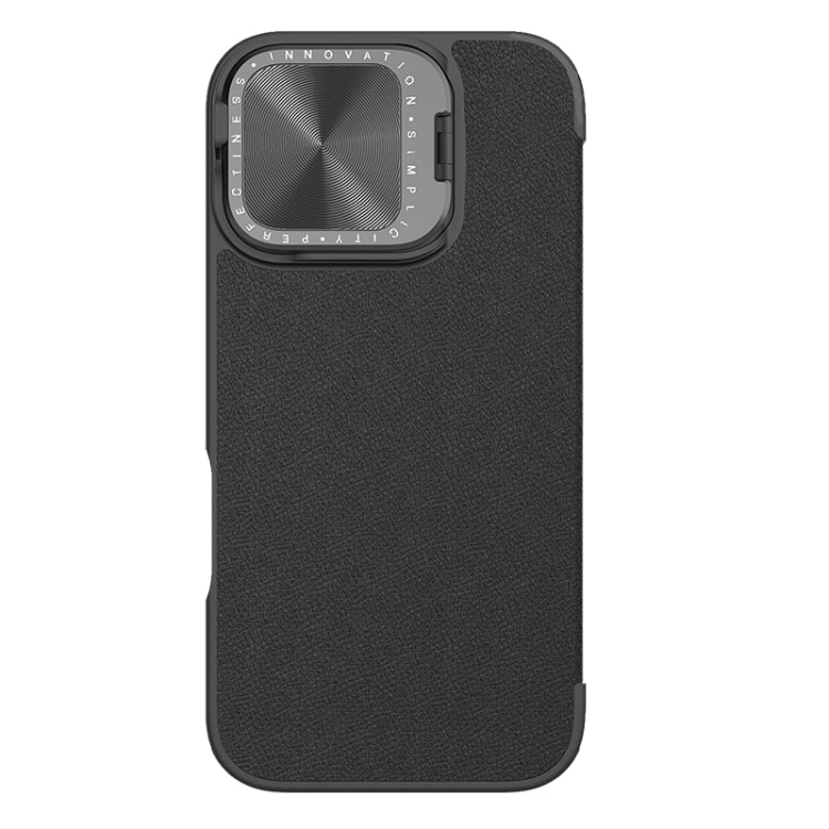 For iPhone 16 NILLKIN Qin Prop Series Flip Camera Cover Design Leather Phone Case(Plain Leather Black) by NILLKIN
