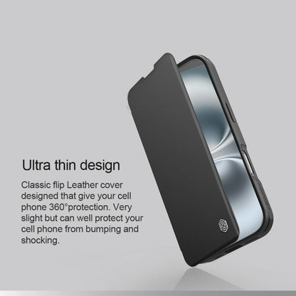 For iPhone 16 NILLKIN Qin Prop Series Flip Camera Cover Design Leather Phone Case(Plain Leather Black) by NILLKIN