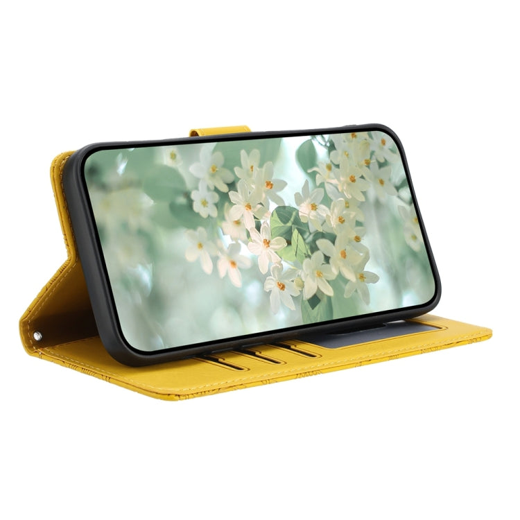 For iPhone 16e Floral Embossed Pattern Leather Phone Case(Yellow) by bashfashion