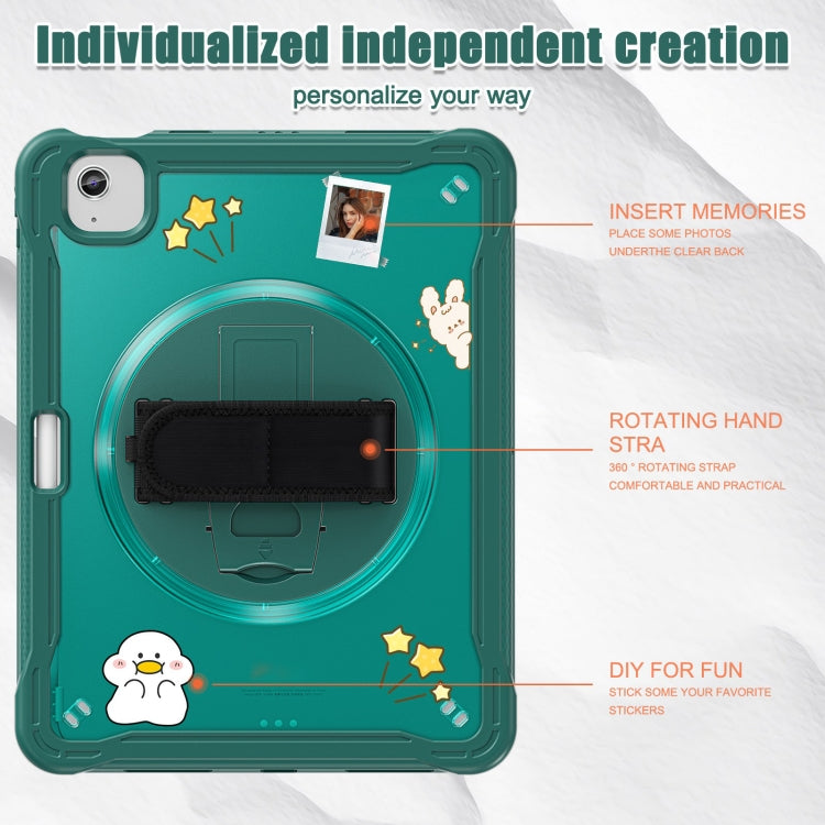 For iPad Air 11 2025 / 2024 Heavy Duty Hybrid Tablet Case with Hand Grip & Strap(Dark Green) by bashfashion