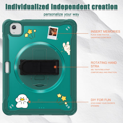 For iPad Air 11 2025 / 2024 Heavy Duty Hybrid Tablet Case with Hand Grip & Strap(Dark Green) by bashfashion