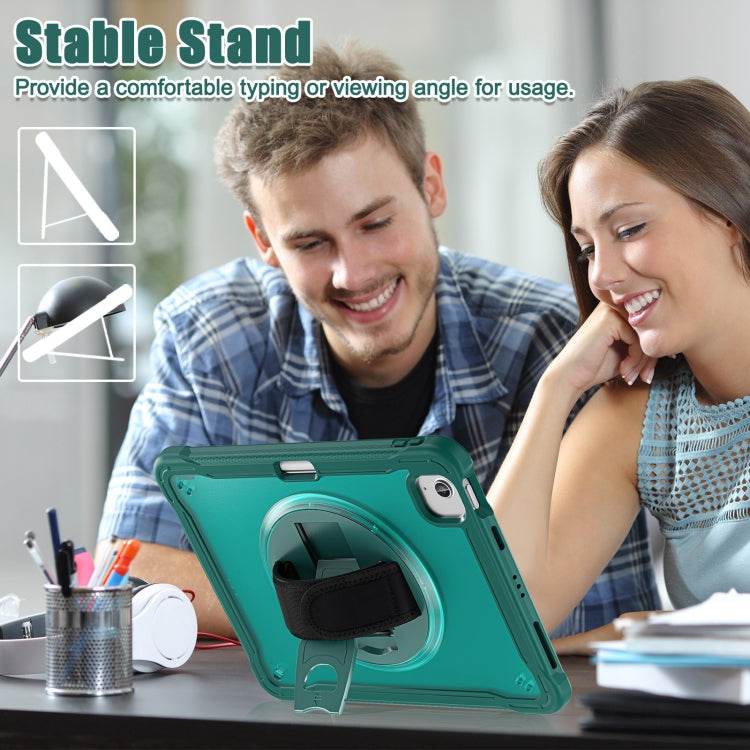 For iPad Air 11 2025 / 2024 Heavy Duty Hybrid Tablet Case with Hand Grip & Strap(Dark Green) by bashfashion