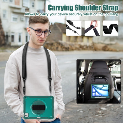 For iPad Air 11 2025 / 2024 Heavy Duty Hybrid Tablet Case with Hand Grip & Strap(Dark Green) by bashfashion