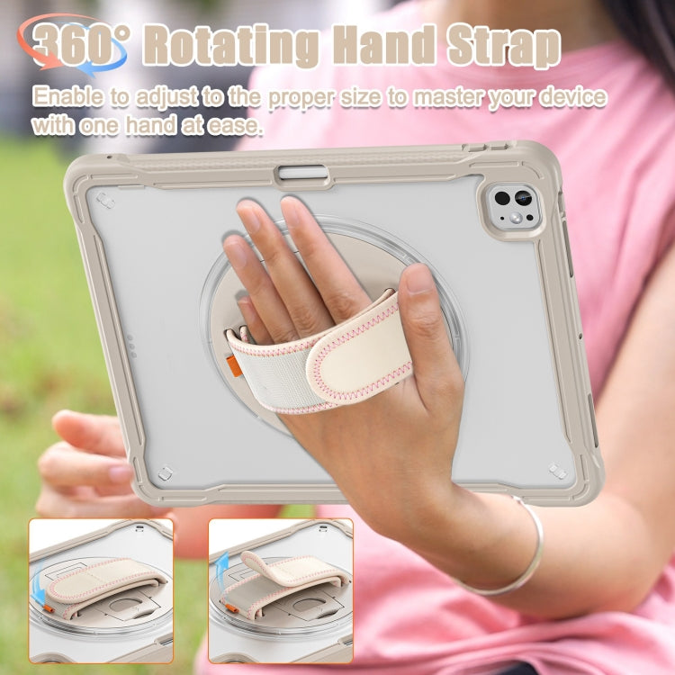 For iPad Pro 11 2025 / 2024 Heavy Duty Hybrid Tablet Case with Hand Grip & Strap(Khaki) by bashfashion