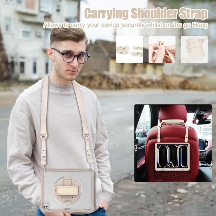 For iPad Pro 11 2025 / 2024 Heavy Duty Hybrid Tablet Case with Hand Grip & Strap(Khaki) by bashfashion