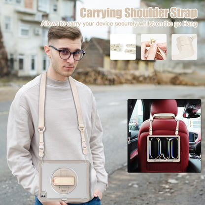For iPad Pro 11 2025 / 2024 Heavy Duty Hybrid Tablet Case with Hand Grip & Strap(Khaki) by bashfashion