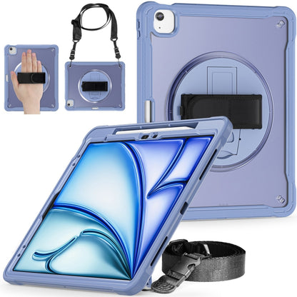 For iPad Air 13 2025 / 2024 Heavy Duty Hybrid Tablet Case with Hand Grip & Strap(Lavender Grey) by bashfashion