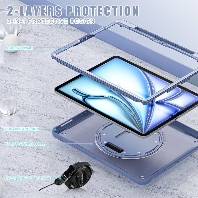 For iPad Air 13 2025 / 2024 Heavy Duty Hybrid Tablet Case with Hand Grip & Strap(Lavender Grey) by bashfashion