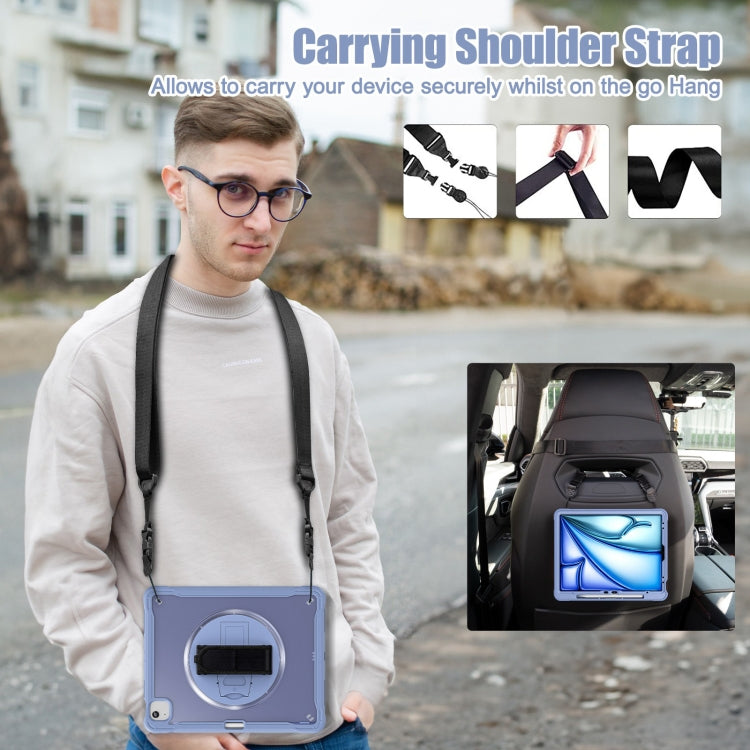 For iPad Air 13 2025 / 2024 Heavy Duty Hybrid Tablet Case with Hand Grip & Strap(Lavender Grey) by bashfashion