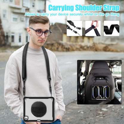 For iPad Pro 13 2025 / 2024 Heavy Duty Hybrid Tablet Case with Hand Grip & Strap(Black Transparent) by bashfashion