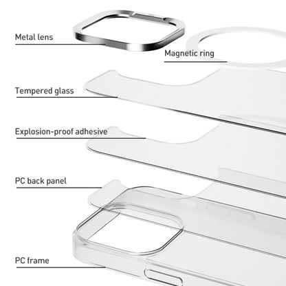 For iPhone 16 ZGA Magsafe Clear PC Tempered Glass Phone Case(Frosted White) by ZGA