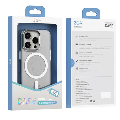 For iPhone 16 Pro ZGA Magsafe Clear PC Tempered Glass Phone Case(Frosted White) by ZGA