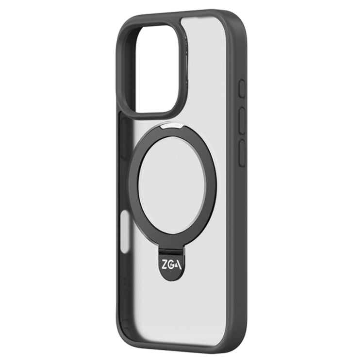 For iPhone 16 Pro ZGA Magsafe Holder PC Hybrid TPU Phone Case(Black) by ZGA
