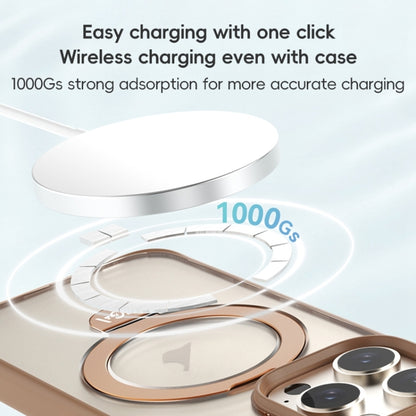 For iPhone 16 Pro ZGA Magsafe Holder PC Hybrid TPU Phone Case(Gold) by ZGA