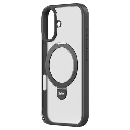 For iPhone 16 Plus ZGA Magsafe Holder PC Hybrid TPU Phone Case(Black) by ZGA
