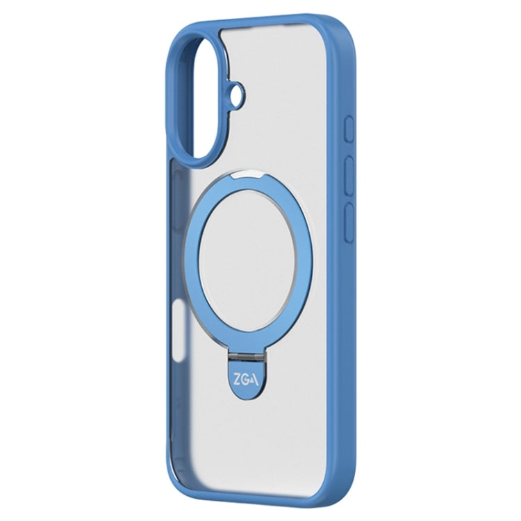For iPhone 16 Plus ZGA Magsafe Holder PC Hybrid TPU Phone Case(Blue) by ZGA