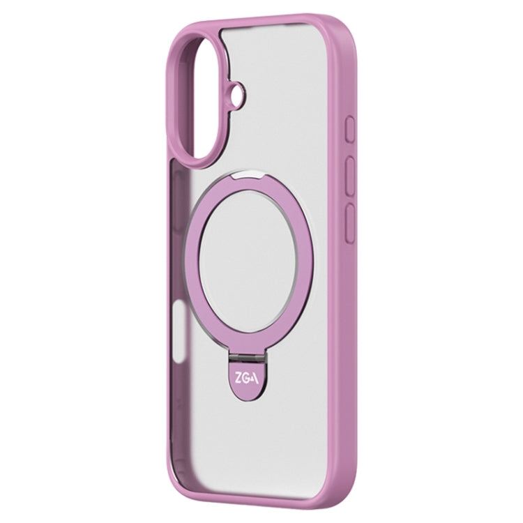 For iPhone 16 ZGA Magsafe Holder PC Hybrid TPU Phone Case(Pink) by ZGA
