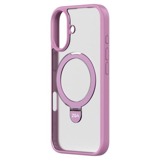 For iPhone 16 ZGA Magsafe Holder PC Hybrid TPU Phone Case(Pink) by ZGA