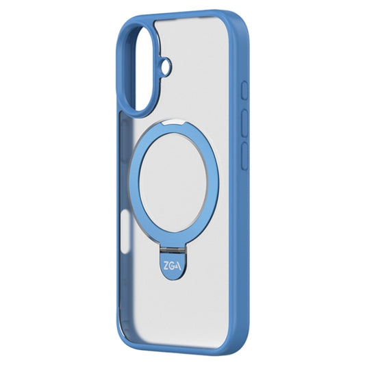 For iPhone 16 ZGA Magsafe Holder PC Hybrid TPU Phone Case(Blue) by ZGA