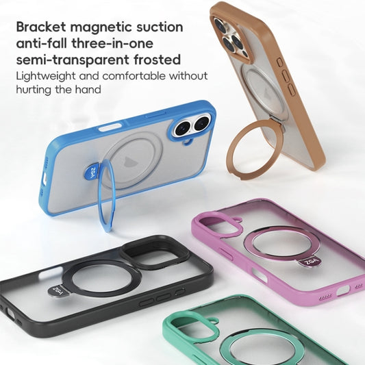 For iPhone 16 Plus ZGA Magsafe Holder PC Hybrid TPU Phone Case(Blue) by ZGA