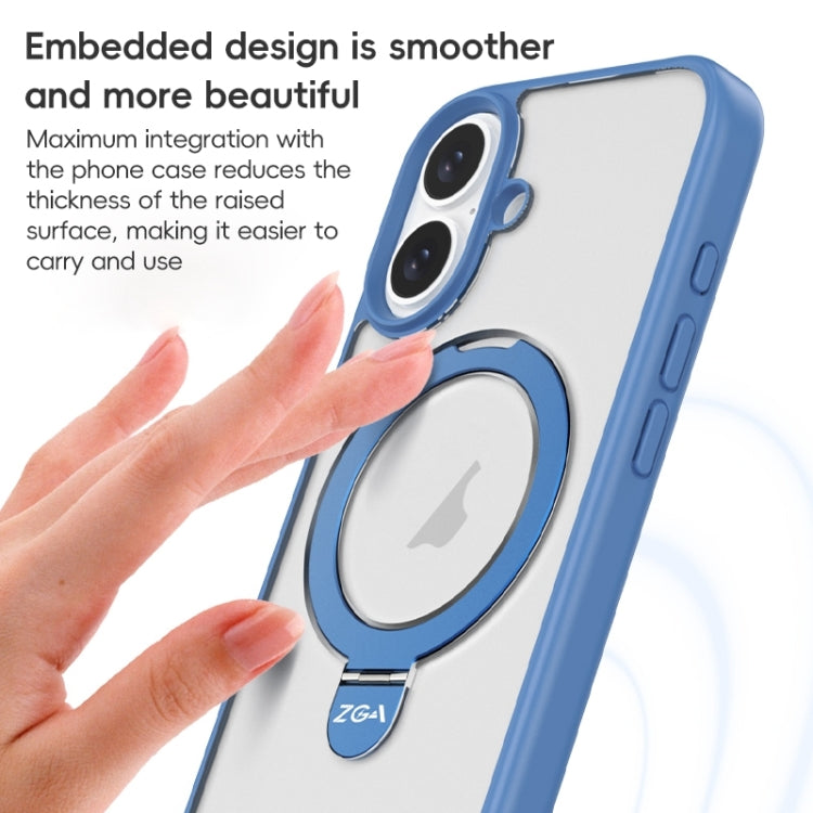 For iPhone 16 Plus ZGA Magsafe Holder PC Hybrid TPU Phone Case(Blue) by ZGA
