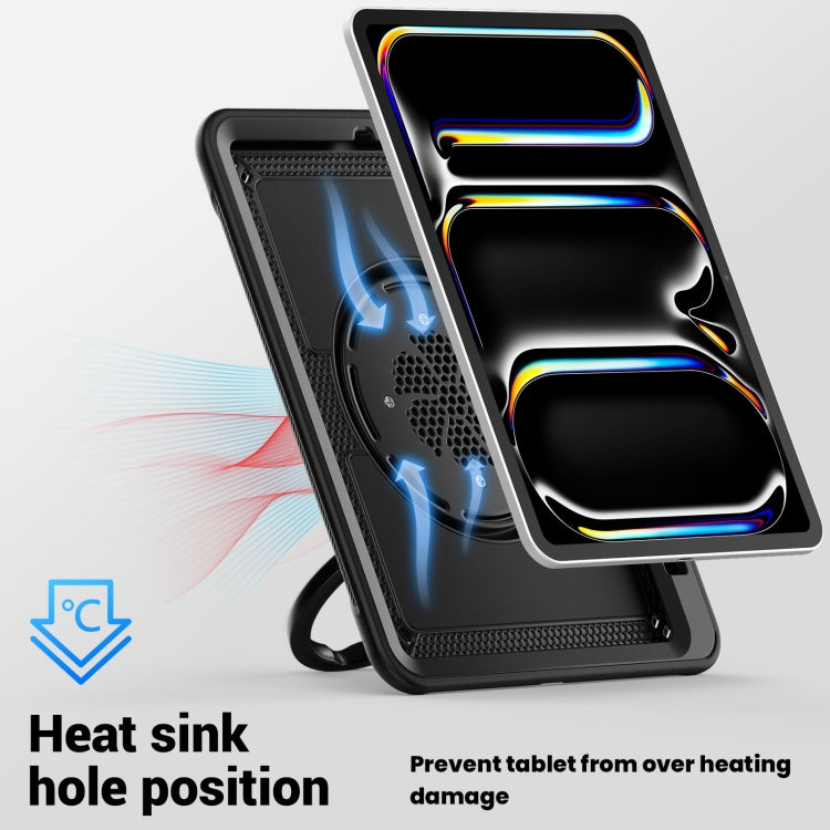 For iPad Pro 11 2025 / 2024 Honeycomb Hybrid Tablet Case with Handle Holder & Strap(Black) by bashfashion