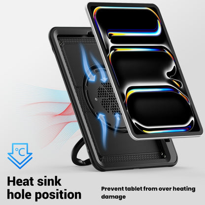 For iPad Pro 11 2025 / 2024 Honeycomb Hybrid Tablet Case with Handle Holder & Strap(Black) by bashfashion