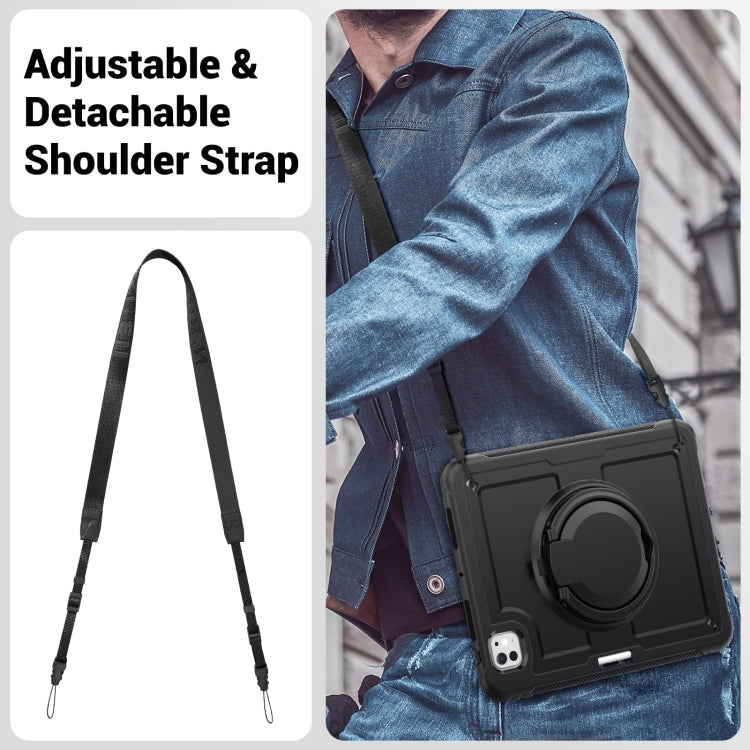 For iPad Pro 11 2025 / 2024 Honeycomb Hybrid Tablet Case with Handle Holder & Strap(Black) by bashfashion