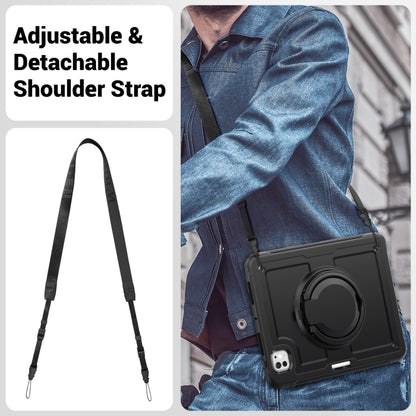 For iPad Pro 11 2025 / 2024 Honeycomb Hybrid Tablet Case with Handle Holder & Strap(Black) by bashfashion