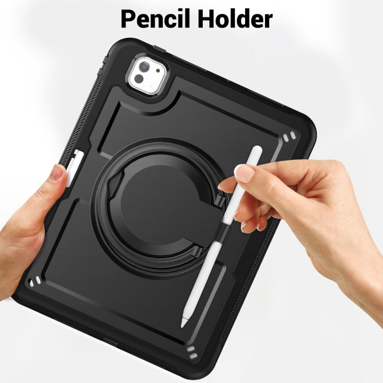 For iPad Pro 11 2025 / 2024 Honeycomb Hybrid Tablet Case with Handle Holder & Strap(Black) by bashfashion