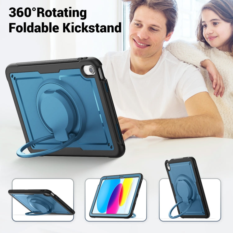 For iPad 2025 / 2022 Honeycomb Hybrid Tablet Case with Handle Holder & Strap(Navy Blue) by bashfashion