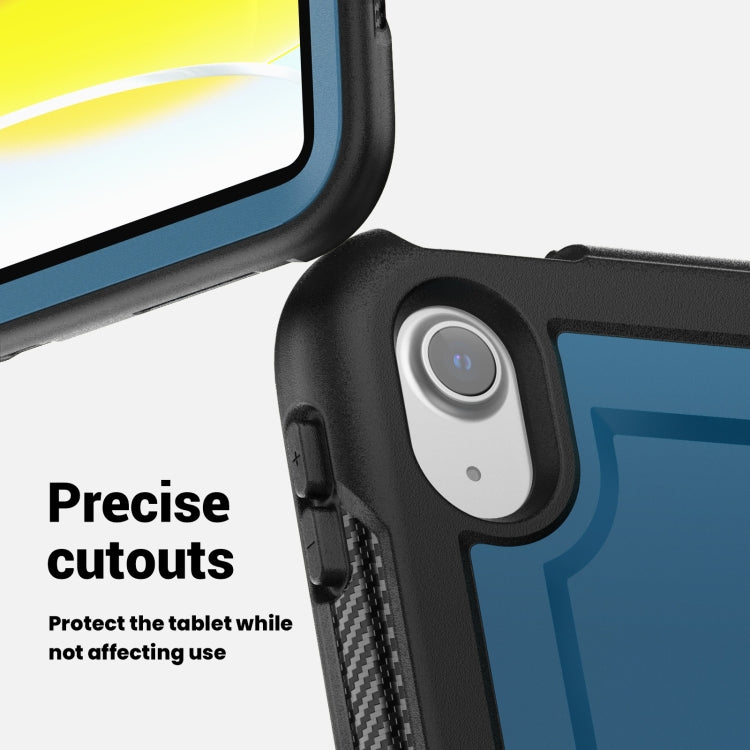 For iPad 2025 / 2022 Honeycomb Hybrid Tablet Case with Handle Holder & Strap(Navy Blue) by bashfashion