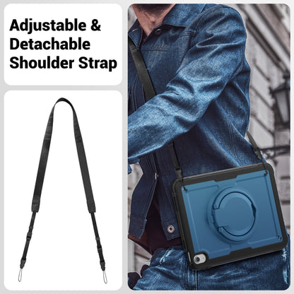 For iPad 2025 / 2022 Honeycomb Hybrid Tablet Case with Handle Holder & Strap(Navy Blue) by bashfashion