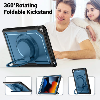 For iPad 10.2 2021 / 2020 / 10.5 2019 Honeycomb Hybrid Tablet Case with Handle Holder & Strap(Navy Blue) by bashfashion