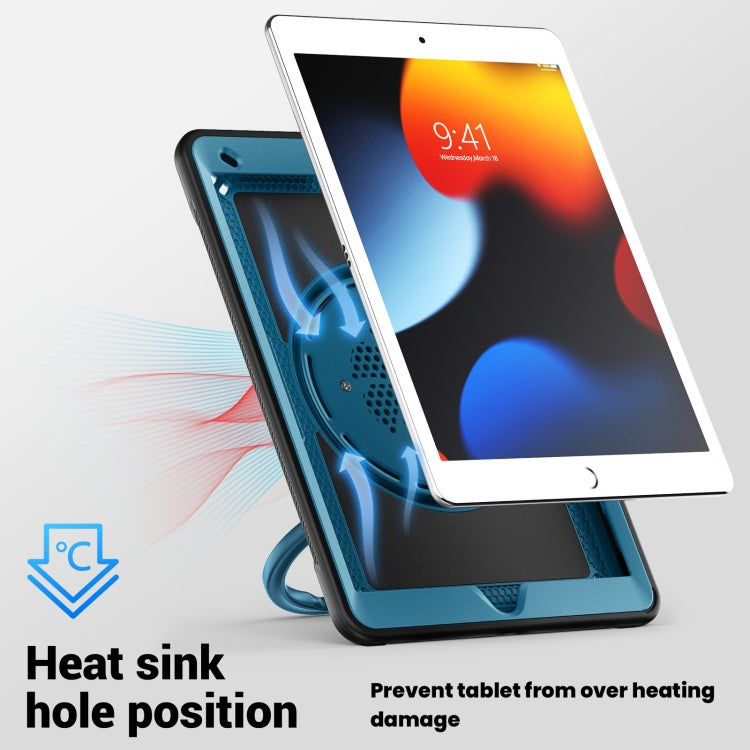 For iPad 10.2 2021 / 2020 / 10.5 2019 Honeycomb Hybrid Tablet Case with Handle Holder & Strap(Navy Blue) by bashfashion