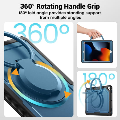 For iPad 10.2 2021 / 2020 / 10.5 2019 Honeycomb Hybrid Tablet Case with Handle Holder & Strap(Navy Blue) by bashfashion