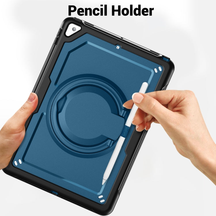 For iPad 10.2 2021 / 2020 / 10.5 2019 Honeycomb Hybrid Tablet Case with Handle Holder & Strap(Navy Blue) by bashfashion