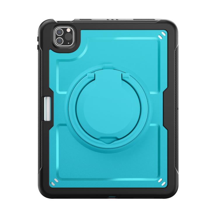 For iPad Pro 11 2022 / Air 10.9 2022 Honeycomb Hybrid Tablet Case with Handle Holder & Strap(Light Blue) by bashfashion